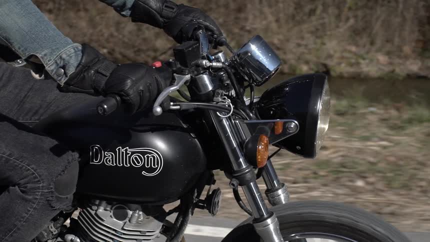A motorcyclist rides a motorcycle