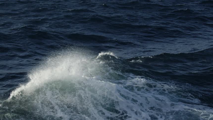 Waves in an ocean rise tall and then crash