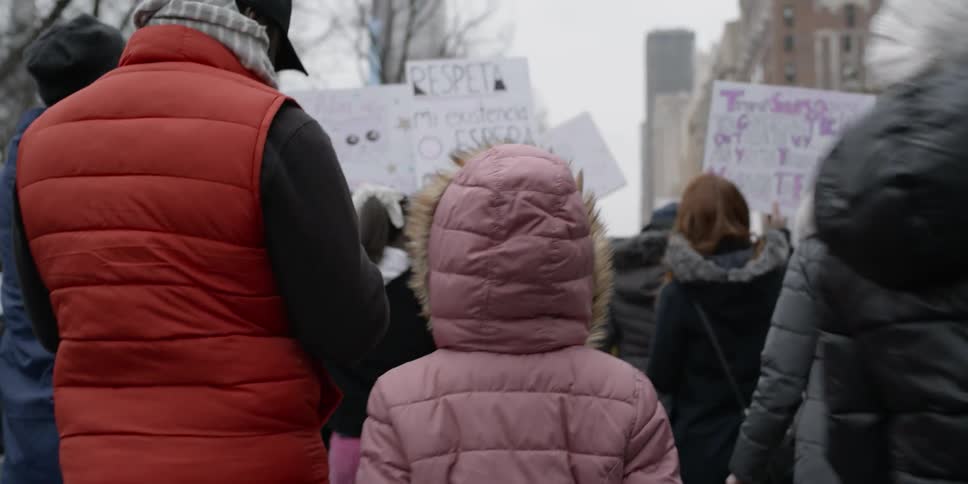 Protesters march on the street