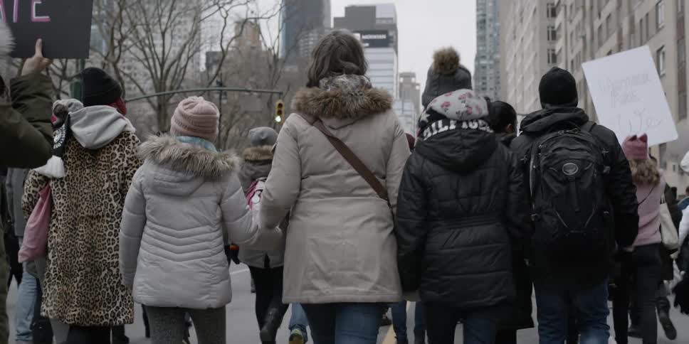 Protesters march on the street