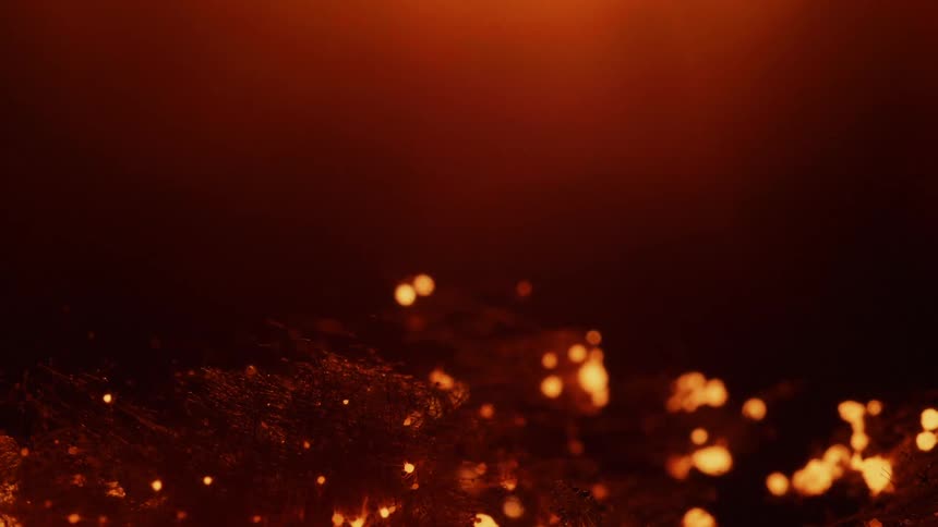 A fire burns up fibers