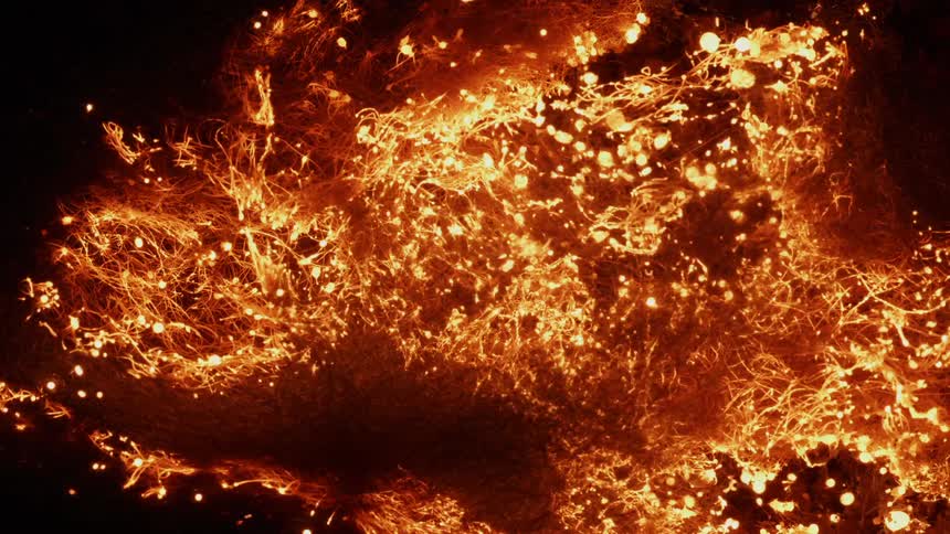 A fire begins to spread