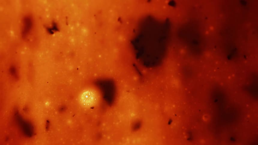 Red liquid bubbles and flows