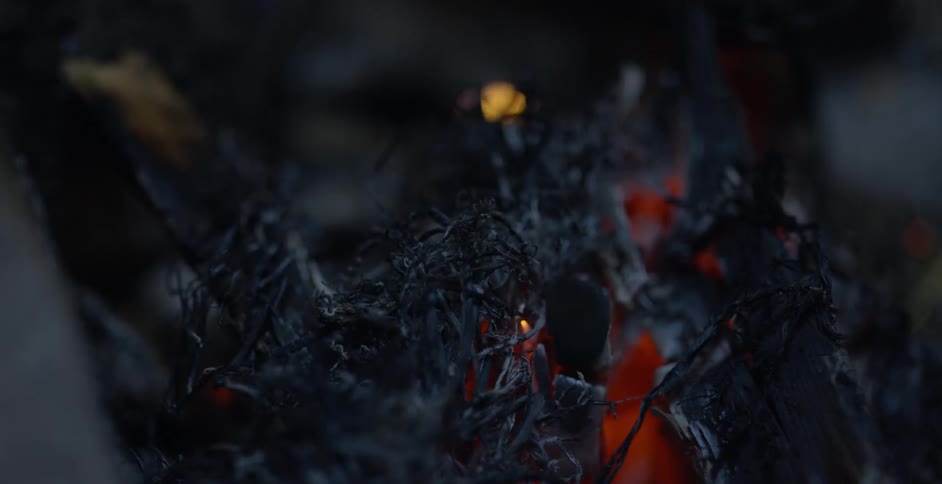 An old flame in a fireplace