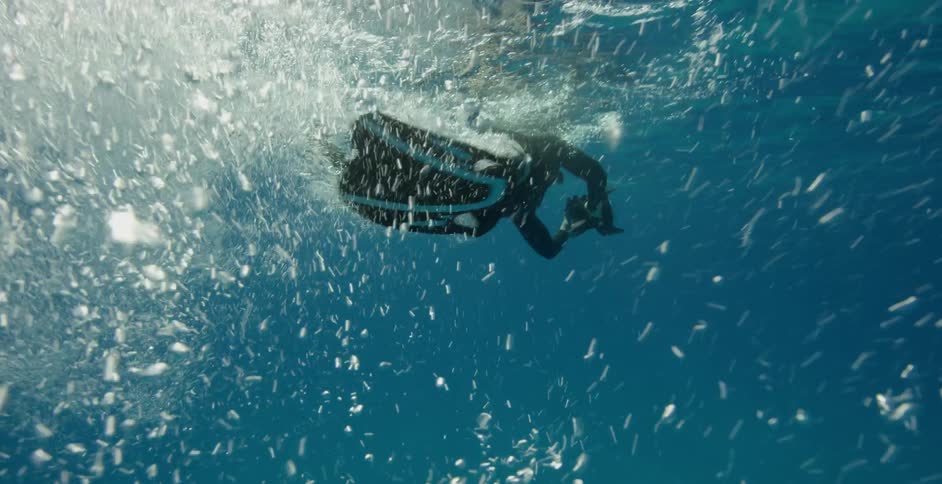 A diver goes back to the surface
