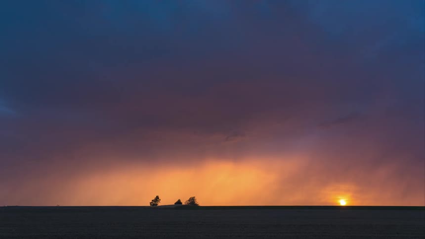 A storm is shown in timelapse in the desert