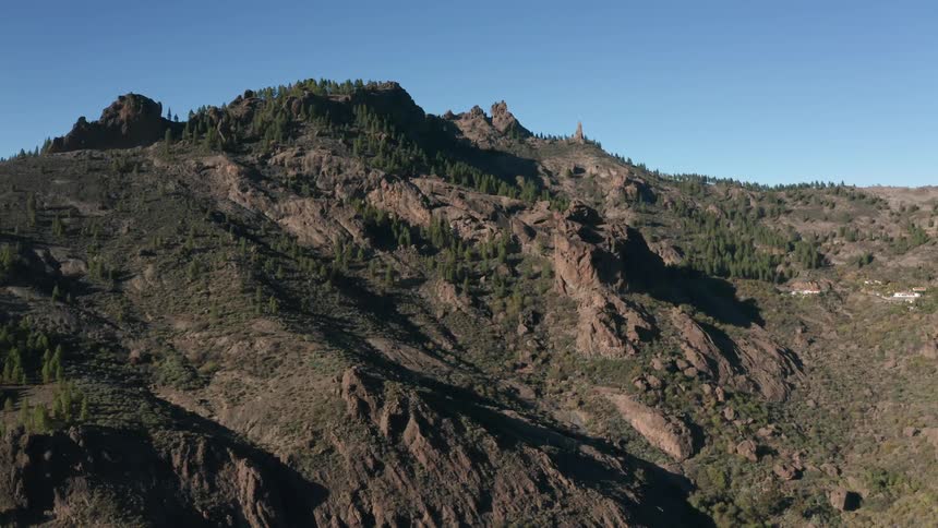 Large rocky mountain on a clear day