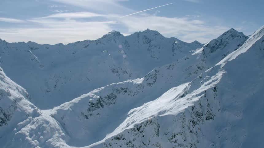 Snow covered mountains on a sunny day