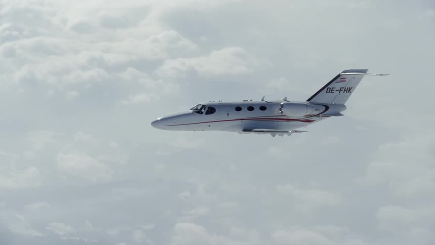 A jet flies in the sky