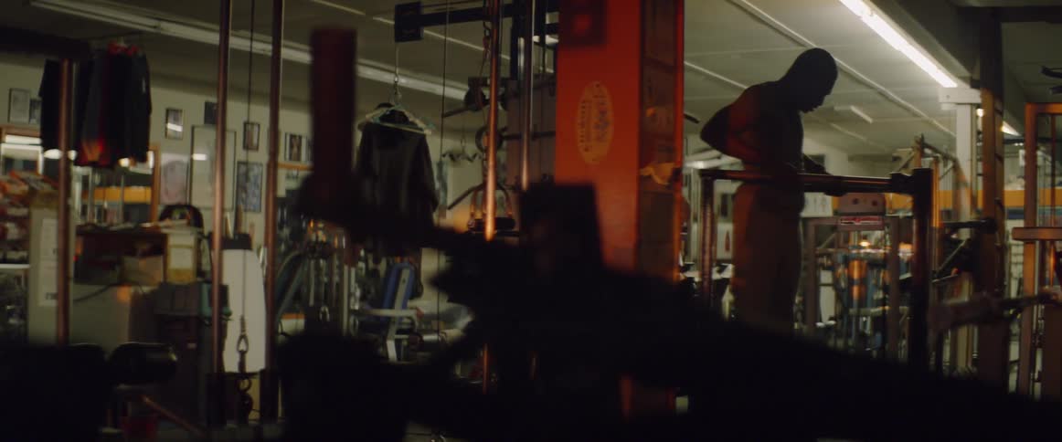 Man pulls himself up on bars in a gym