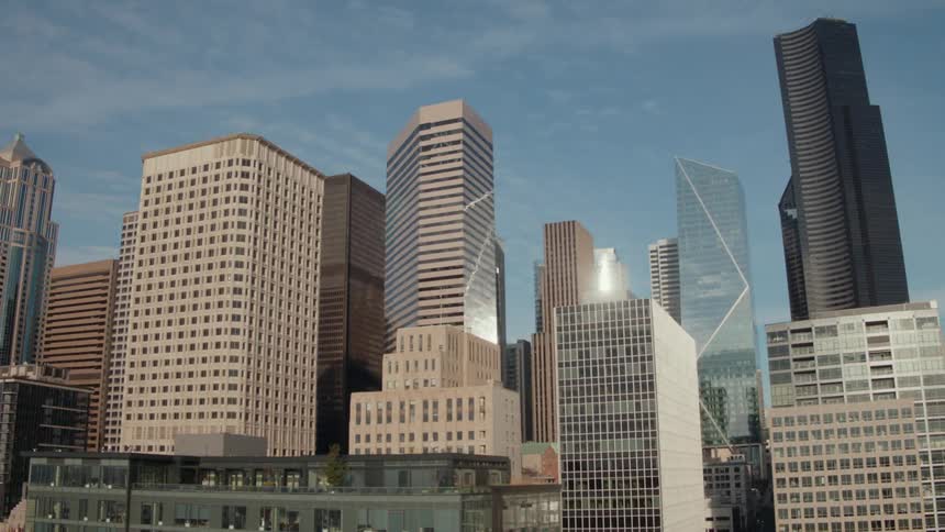 Seattle buildings and skyscrapers on a sunny day