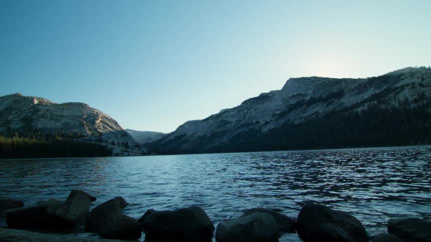 Water ripples on a mountain lake