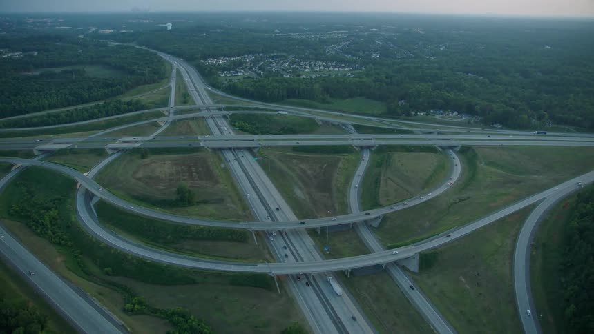 Traffic moves on a looping highway system