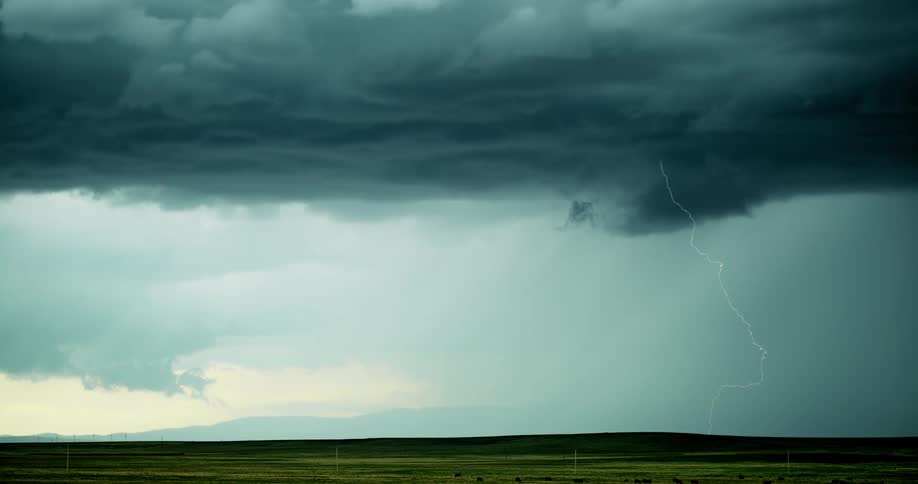 Lightning flashes during a storm