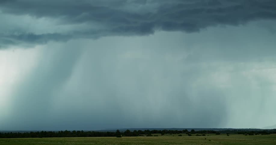 The large rain showers move across the field