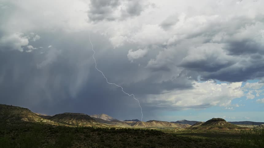 Lightning flashes during a storm