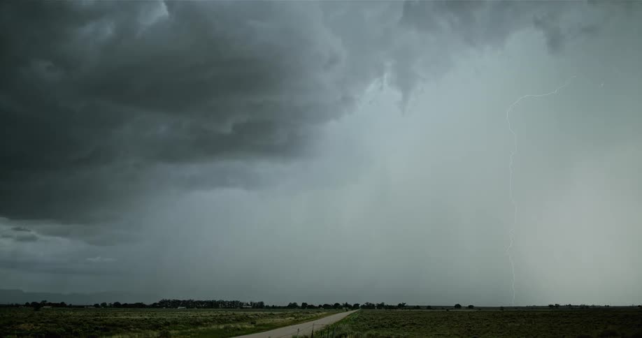 Lightning flashes during a storm