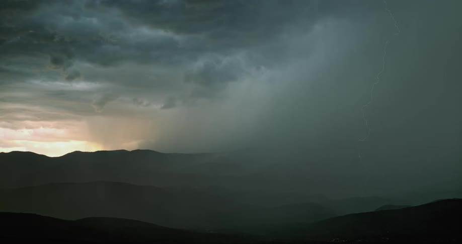 Lightning flashes during a storm