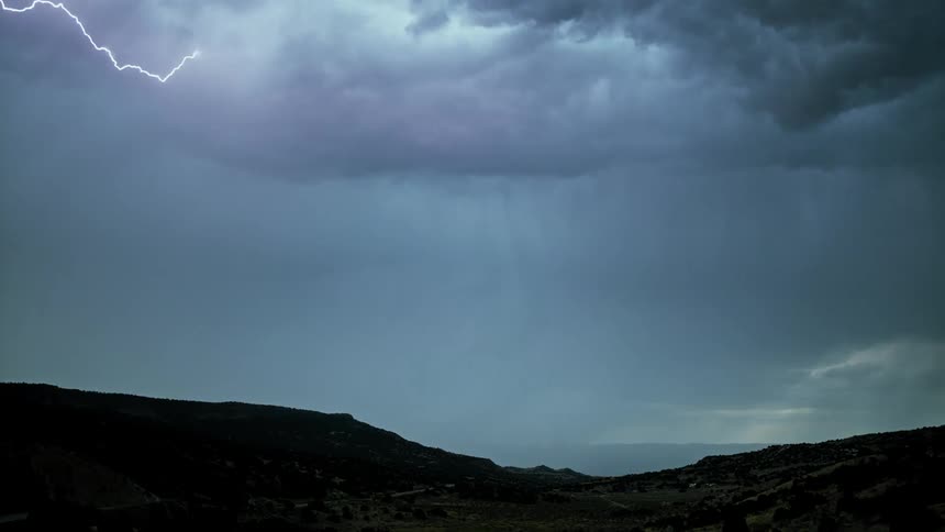 Lightning flashes during a storm