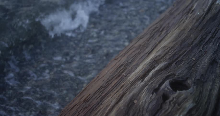 Waves lap a wooden pier in daylight