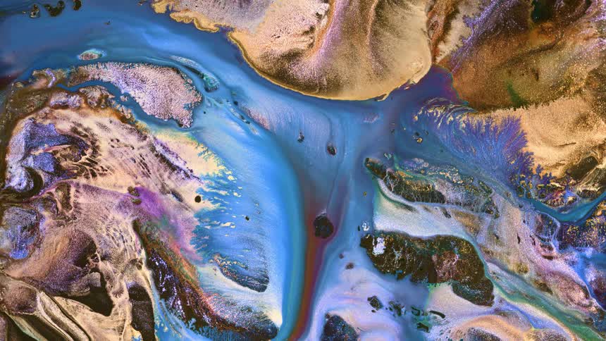 Colorful paint flows and swirls