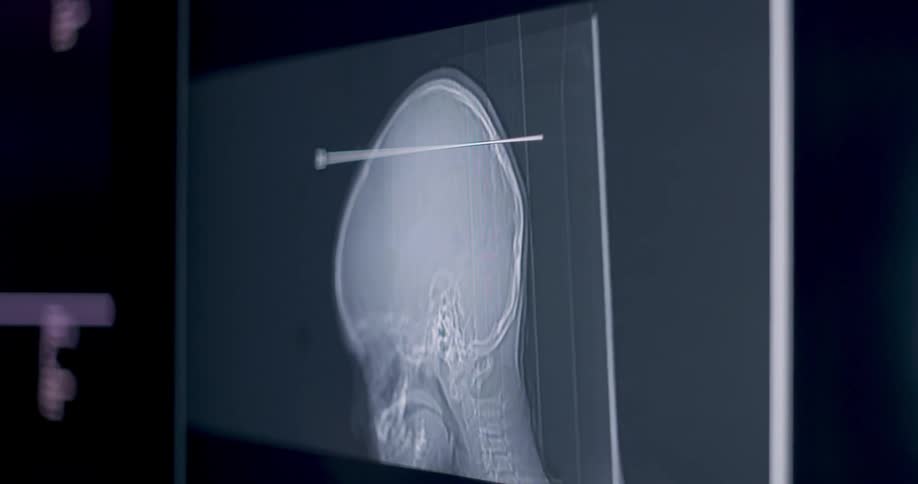 An x-ray scan of a human skull