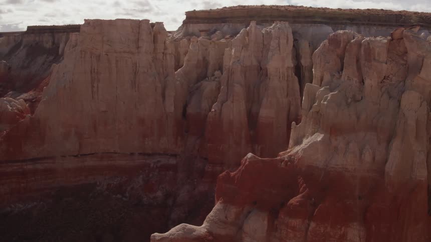 Colored striations and jagged ridges of rock formations