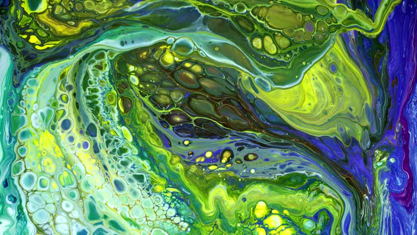 The paint is mixing and blending together