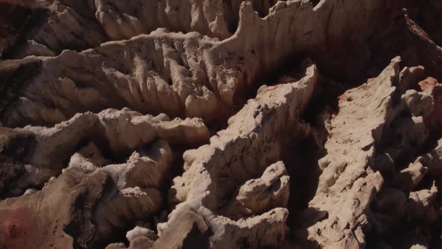 Passing over rock formations and ridges