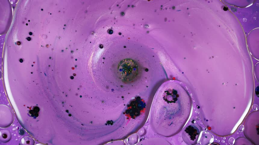 The purple paint mixes together