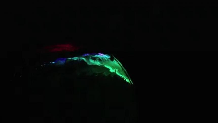Colors and images are projected on an orb