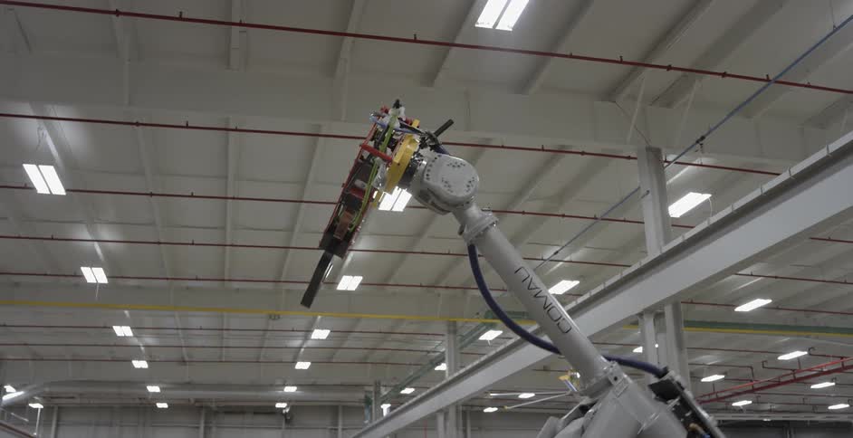 Machinery operates in a factory