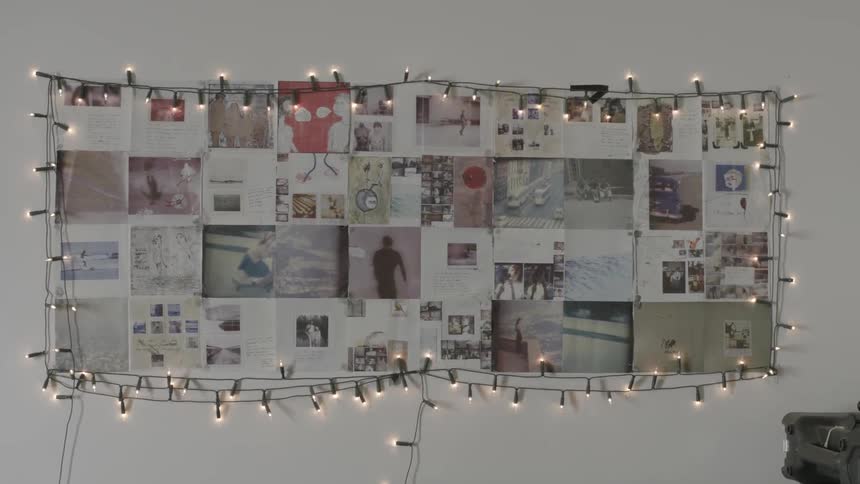 Lights outline a collage