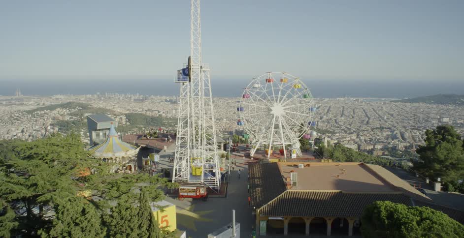 Carnival rides are running at a fair