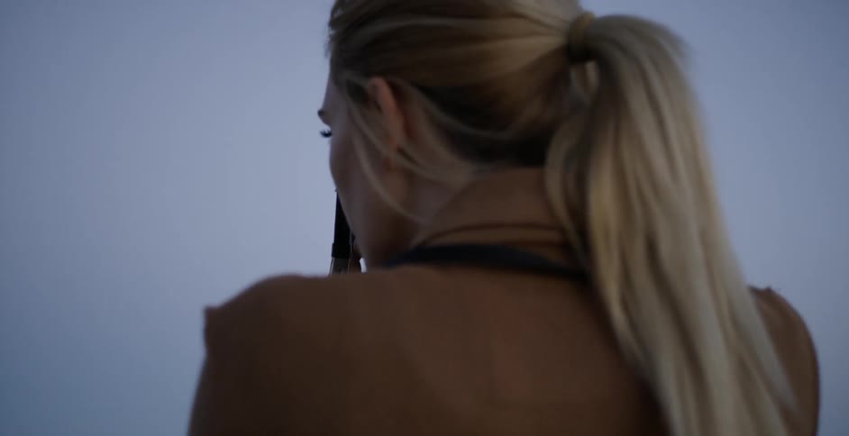 Woman takes a photo with her camera
