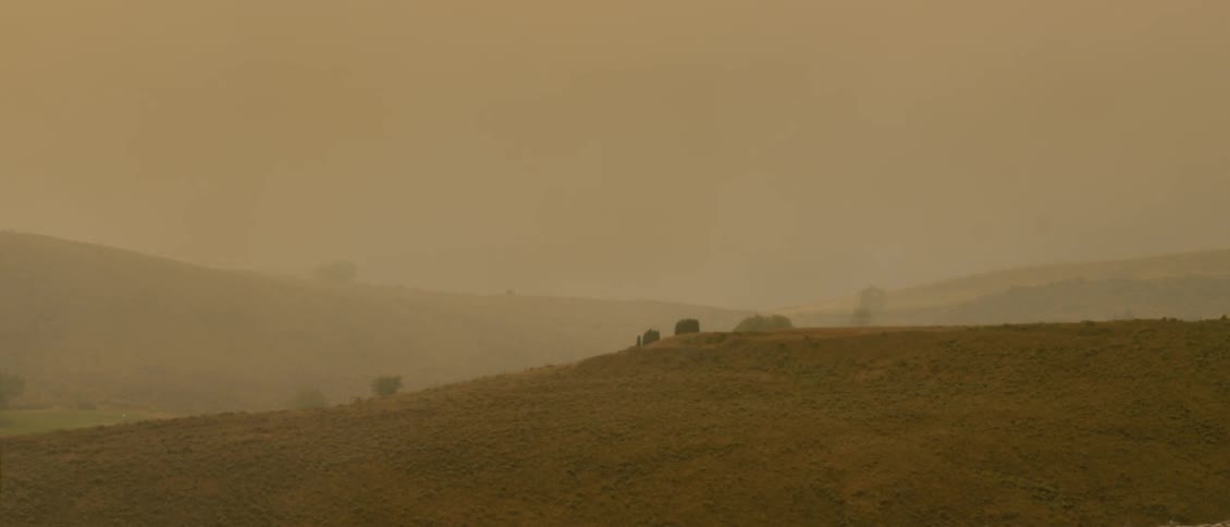 Dusty and dirt covered hills in the wilderness