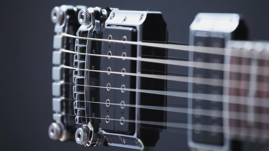 Close up of guitar strings
