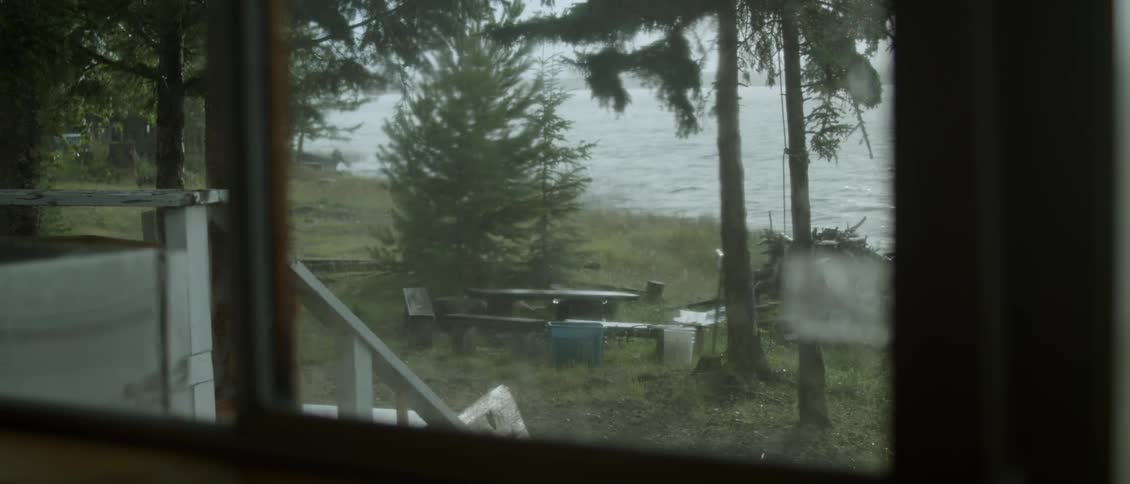 Window shows a body of water flowing