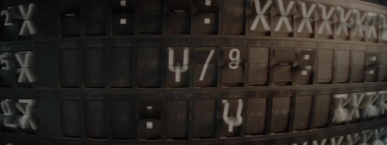 Numbers and symbols are flickering around on a board