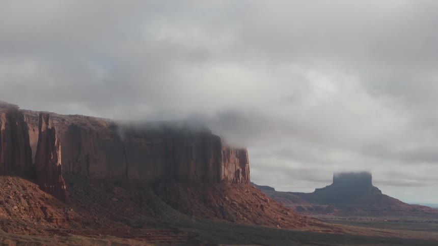 Timelapse of clouds rolling over plateaus
