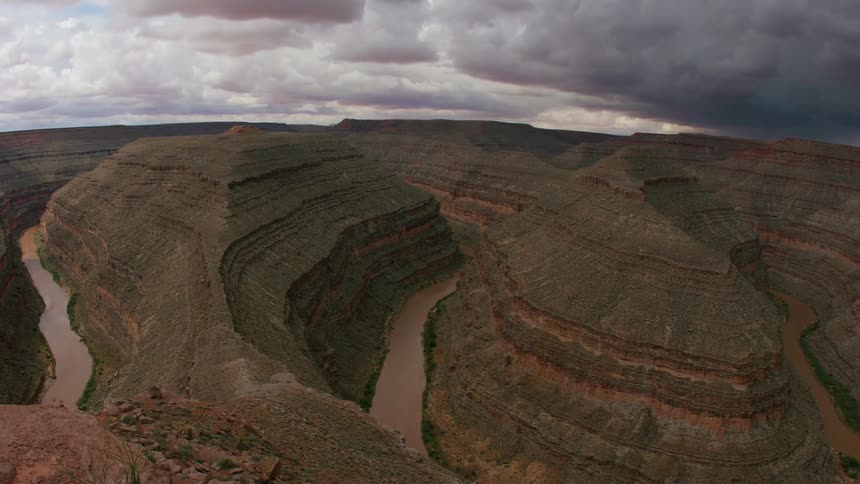 Clouds forming over a canyon
