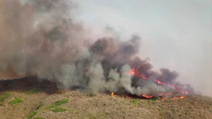 A fire rages out of control