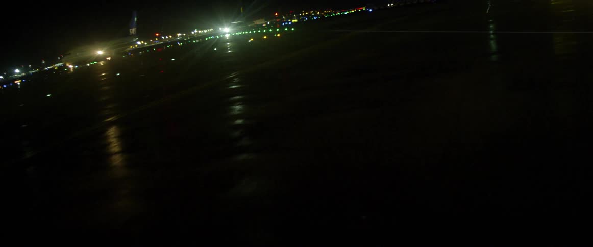 Flowing water and shining lights at night