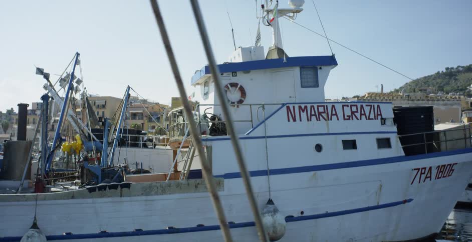 Large fishing boat in harbor