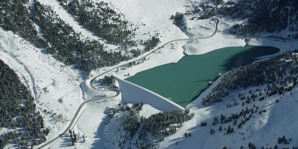 A dam sits in a the narrow K��htai valley in Tirol