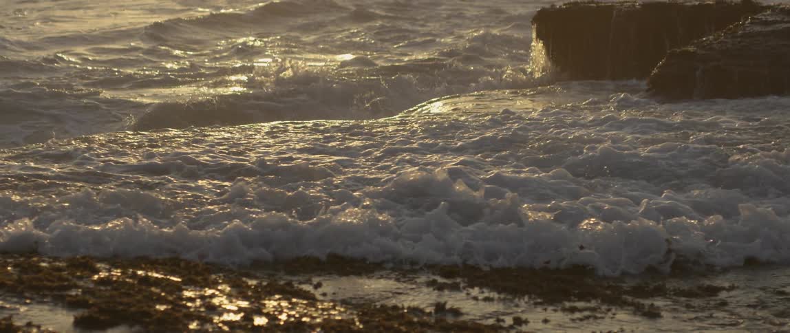 Rough waves hitting the shore