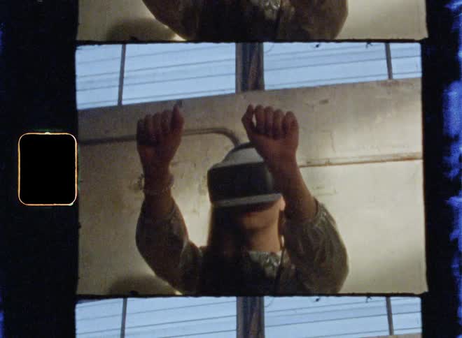 Woman experiences virtual reality with her arms outstretched