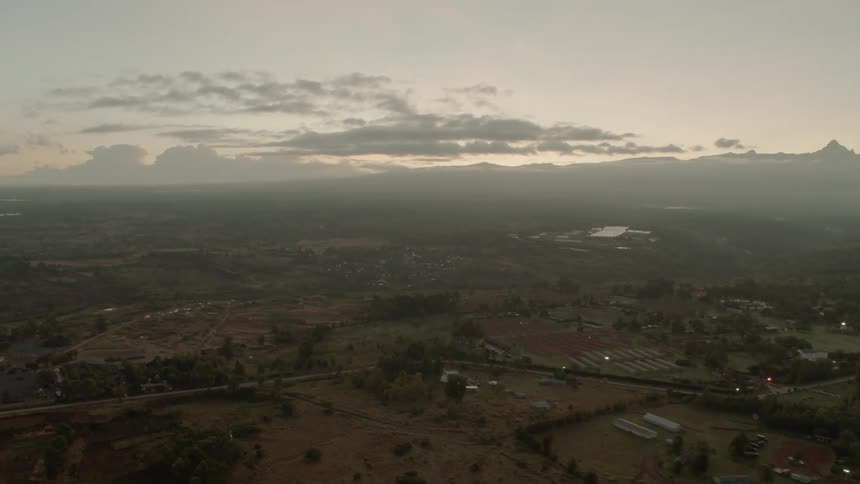 Aerial view of the land at twilight
