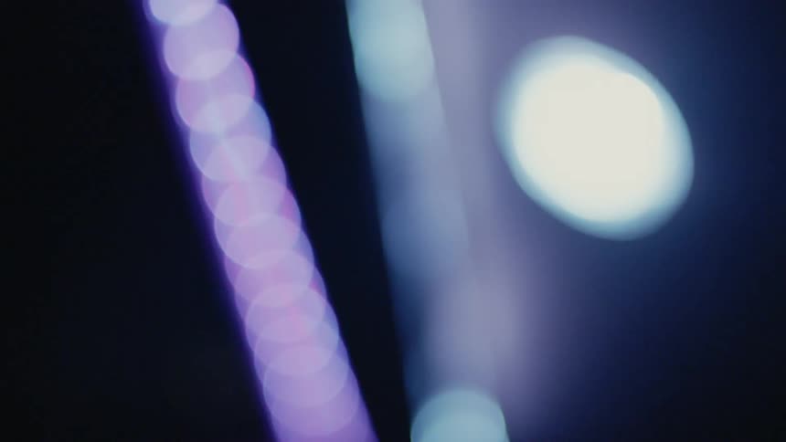 The lights are bright and multi-colored at night
