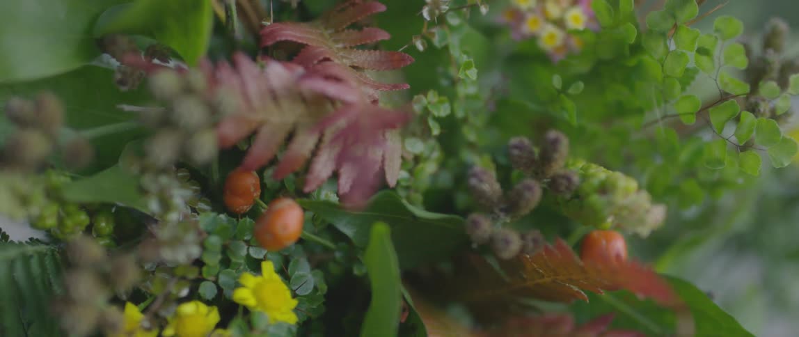Flowers adorn a wreath